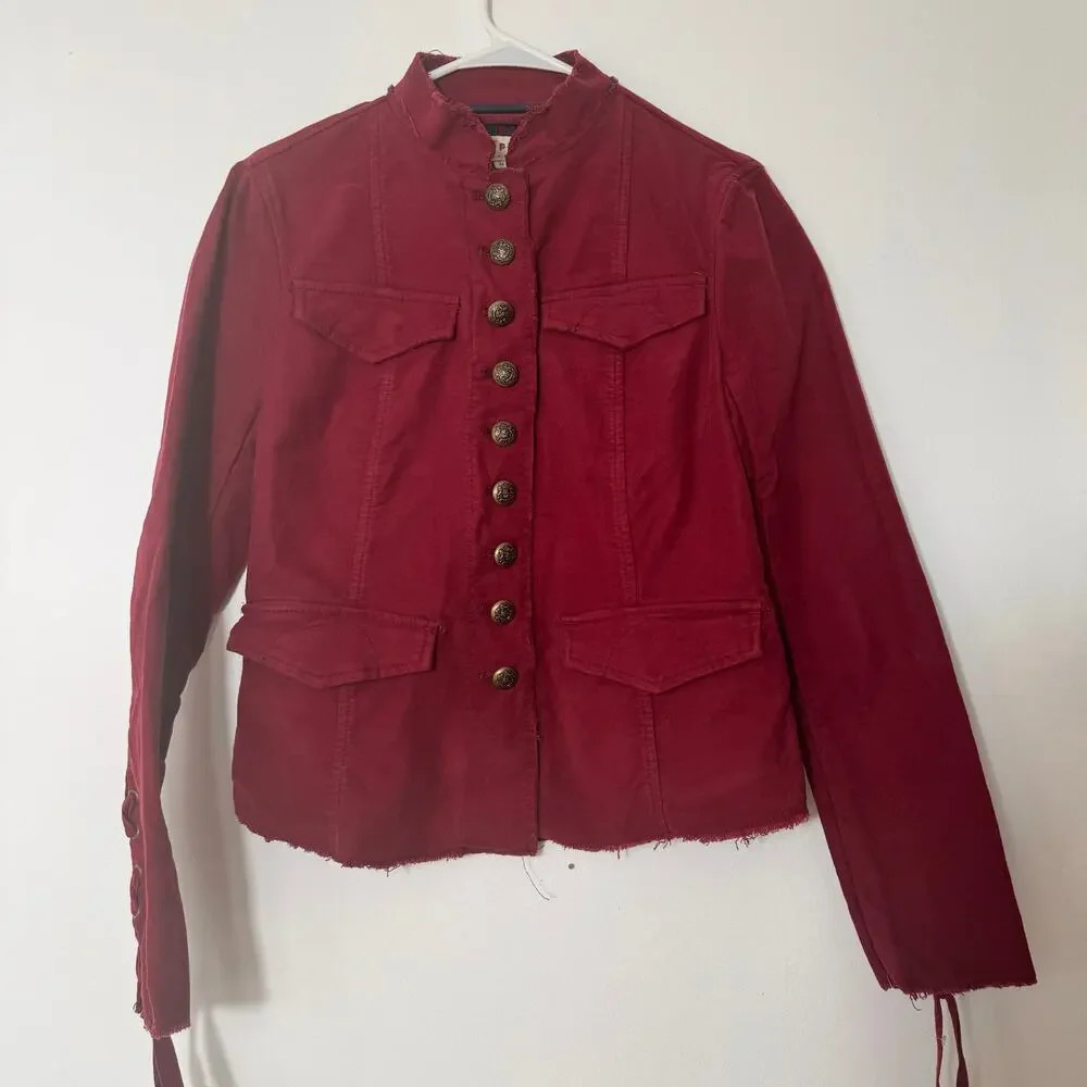 Free people Red Ella women’s utility‎ Jacket military style size XS - Picture 6 of 12